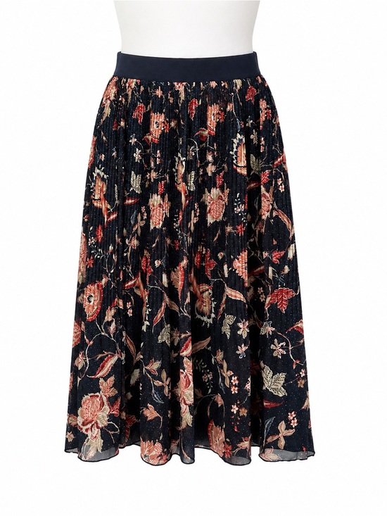Olsen Dresses & Skirts - Size XL/16 Olsen Women’s Pleated Floral Midi Skirt Navy Boho Lined